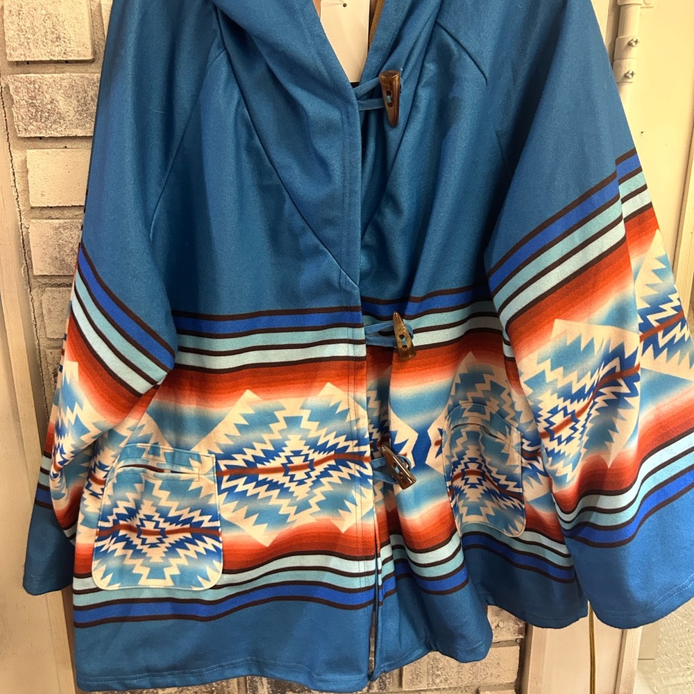 Iadies 2X blue/colorful jacket indain print